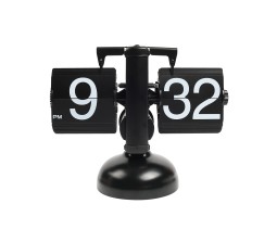 Retro Style Flip Clock with Gear Desk Shelf Classic Mechanical Digital Display Dynamic Flip Down Clock Battery Powered Home & Office Decor Black Silver D2