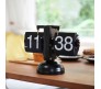 Retro Style Flip Clock with Gear Desk Shelf Classic Mechanical Digital Display Dynamic Flip Down Clock Battery Powered Home & Office Decor Black Silver D2