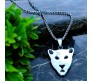 Animal Black Panther Face Witcher Tough Pendant Stainless Steel with Long 24inch Round Box Chain Accessories for Men & Women D2
