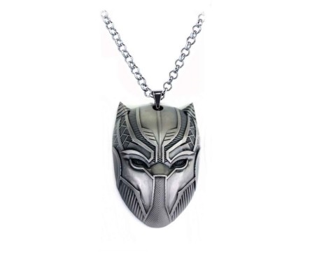 Black Panther Silver Mask Shape Pendant Necklace Cosplay Costume Accessories For Boys and Men