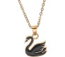 Elegant Black Swan Pendant with Gold-Plated Necklace - Graceful Swan Chain for Women and Girls