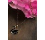 Elegant Black Swan Pendant with Gold-Plated Necklace - Graceful Swan Chain for Women and Girls