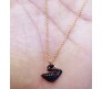 Elegant Black Swan Pendant with Rhinestone Rose Gold Plated Necklace - Graceful Swan Chain for Women and Girls