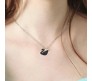 Elegant Black Swan Pendant with Rhinestone Silver Plated Necklace - Graceful Swan Chain for Women and Girls