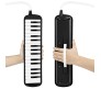 32 Key Blow Piano (Pianica) Portable with Carrying Bag, Soprano Short and Long Mouthpieces for Beginners Kids Gift Black