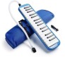 32 Key Blow Piano (Pianica) Portable with Carrying Bag, Soprano Short and Long Mouthpieces for Beginners Kids Gift Blue