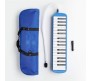 32 Key Blow Piano (Pianica) Portable with Carrying Bag, Soprano Short and Long Mouthpieces for Beginners Kids Gift Blue