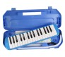 32 Key Blow Piano (Pianica) Portable with Extra Hard Protective Cover, Soprano Short and Long Mouthpieces for Beginners Kids Gift Blue