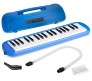 32 Key Blow Piano (Pianica) Portable with Extra Hard Protective Cover, Soprano Short and Long Mouthpieces for Beginners Kids Gift Blue