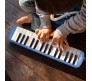 32 Key Blow Piano (Pianica) Portable with Extra Hard Protective Cover, Soprano Short and Long Mouthpieces for Beginners Kids Gift Blue