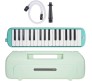 32 Key Blow Piano (Pianica) Portable Soprano Short and Long Mouthpieces for Kids Green