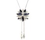 Fashion Crystal Silver Long Chain Stylish Pendant Necklace in Fancy Sunflower / Flower Design Jewelry Party or Daily Casual Wear for Women and Girls Blue Silver