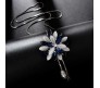 Fashion Crystal Silver Long Chain Stylish Pendant Necklace in Fancy Sunflower / Flower Design Jewelry Party or Daily Casual Wear for Women and Girls Blue Silver