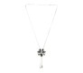Fashion Crystal Silver Long Chain Stylish Pendant Necklace in Fancy Sunflower / Flower Design Jewelry Party or Daily Casual Wear for Women and Girls Blue Silver