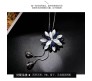 Fashion Crystal Silver Long Chain Stylish Pendant Necklace in Fancy Sunflower / Flower Design Jewelry Party or Daily Casual Wear for Women and Girls Blue Silver