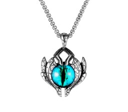 Blue Evil Eye Protect Pendant Stainless Steel with 24inch Round Box Chain Accessories for Men & Women