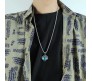 Blue Evil Eye Protect Pendant Stainless Steel with 24inch Round Box Chain Accessories for Men & Women
