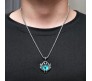 Blue Evil Eye Protect Pendant Stainless Steel with 24inch Round Box Chain Accessories for Men & Women