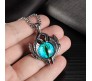 Blue Evil Eye Protect Pendant Stainless Steel with 24inch Round Box Chain Accessories for Men & Women