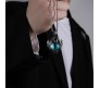Blue Evil Eye Protect Pendant Stainless Steel with 24inch Round Box Chain Accessories for Men & Women