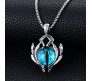 Blue Evil Eye Protect Pendant Stainless Steel with 24inch Round Box Chain Accessories for Men & Women