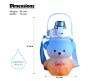 Plastic Teddy Bear Water Bottle for Kids, Push Button Water Bottle with Straw, Sipper Bottle for Kids with Adjustable Strap and Stickers 1000ml, Blue Orange, 3+Years (Pack of 1)