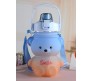 Plastic Teddy Bear Water Bottle for Kids, Push Button Water Bottle with Straw, Sipper Bottle for Kids with Adjustable Strap and Stickers 1000ml, Blue Orange, 3+Years (Pack of 1)