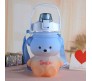 Plastic Teddy Bear Water Bottle for Kids, Push Button Water Bottle with Straw, Sipper Bottle for Kids with Adjustable Strap and Stickers 1000ml, Blue Orange, 3+Years (Pack of 1)