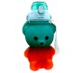 Plastic Teddy Bear Water Bottle for Kids, Push Button Water Bottle with Straw, Sipper Bottle for Kids with Adjustable Strap and Stickers 2000ml, Blue Orange, 3+Years (Pack of 1)