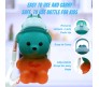 Plastic Teddy Bear Water Bottle for Kids, Push Button Water Bottle with Straw, Sipper Bottle for Kids with Adjustable Strap and Stickers 2000ml, Blue Orange, 3+Years (Pack of 1)