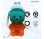 Plastic Teddy Bear Water Bottle for Kids, Push Button Water Bottle with Straw, Sipper Bottle for Kids with Adjustable Strap and Stickers 2000ml, Blue Orange, 3+Years (Pack of 1)
