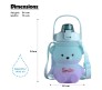 Plastic Teddy Bear Water Bottle for Kids, Push Button Water Bottle with Straw, Sipper Bottle for Kids with Adjustable Strap and Stickers 1400ml, Blue Purple, 3+Years (Pack of 1)