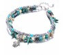 Boho Multilayer Beaded Anklets Antique Silver Tone Multi Layer Beach Jewelry with Turquoise Turtle Handmade Beads Fashion Ankle Charm Sea Shell Foot Chain Bohemian for Women & Girls