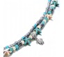 Boho Multilayer Beaded Anklets Antique Silver Tone Multi Layer Beach Jewelry with Turquoise Turtle Handmade Beads Fashion Ankle Charm Sea Shell Foot Chain Bohemian for Women & Girls