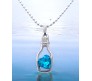 Blue Heart Shape Love Bottle Pendant Silver Plated Dot Necklace for Women & Girls 