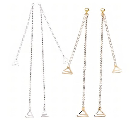 1 Pair Fancy Rhinestone Crystal Golden Chain Bra Straps Decorative Adjustable Shoulder Strap for Wedding Party Gowns Women C1