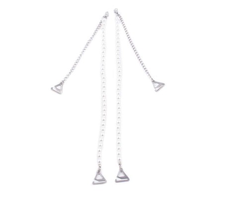 1 Pair Fancy Pearl Crystal Golden Chain Bra Straps Decorative Adjustable Shoulder Strap for Wedding Party Gowns Women
