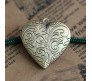 Heart Shape Photo Frame Locket With Engraved Design Pendant Bronze for Girls and Women 