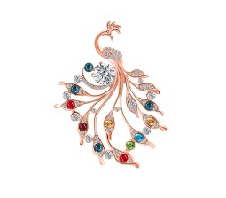 Gold Rhinestone Crystal Peacock Design Brooch Pin Badge Fashion Brooches Clothing Saree Scarf Dress Rhinestone Clip Designer Bags Decoration Jewelry Gift for Women Girls