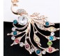 Gold Rhinestone Crystal Peacock Design Brooch Pin Badge Fashion Brooches Clothing Saree Scarf Dress Rhinestone Clip Designer Bags Decoration Jewelry Gift for Women Girls