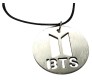 BTS Logo with Text Metal Circle Pendant For BTS Army Merchandise Necklace / Locket Chain for Army Girls Silver