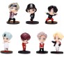 Set of 7 Kpop BTS Tiny Tans Action Figure Set Or Cake Topper Decoration Merchandise Showpiece for BTS Army to Keep in Office Desk Table Gift Kpop Lovers Toys D3 Multicolor