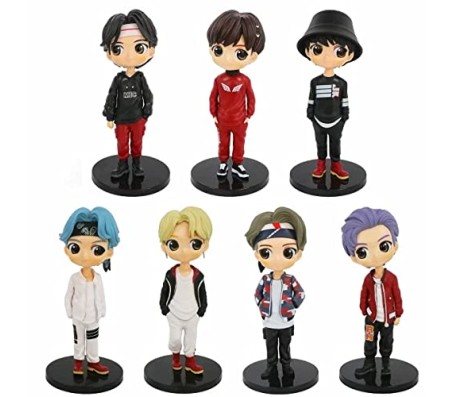 Set of 7 Kpop BTS Tiny Tans Action Figure Set Or Cake Topper Decoration Merchandise Showpiece for BTS Army to Keep in Office Desk Table Gift Kpop Lovers Toys DQ Multicolor 