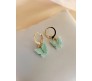 Gold Toned Huggie Hoops With Attached Butterfly Charm Hanging Earrings Gold Plated For Women and Girls Cyan Gold Toned Huggie Hoops With Attached Butterfly Charm Hanging Earrings Gold Plated For Women and Girls Cyan
