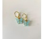 Gold Toned Huggie Hoops With Attached Butterfly Charm Hanging Earrings Gold Plated For Women and Girls Cyan Gold Toned Huggie Hoops With Attached Butterfly Charm Hanging Earrings Gold Plated For Women and Girls Cyan