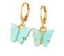 Gold Toned Huggie Hoops With Attached Butterfly Charm Hanging Earrings Gold Plated For Women and Girls Cyan Gold Toned Huggie Hoops With Attached Butterfly Charm Hanging Earrings Gold Plated For Women and Girls Cyan