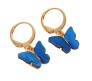Gold Toned Huggie Hoops With Attached Butterfly Charm Hanging Earrings Gold Plated For Women and Girls Dark Blue Gold Toned Huggie Hoops With Attached Butterfly Charm Hanging Earrings Gold Plated For Women and Girls Dark Blue