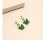 Gold Toned Huggie Hoops With Attached Butterfly Charm Hanging Earrings Gold Plated For Women and Girls Green Gold Toned Huggie Hoops With Attached Butterfly Charm Hanging Earrings Gold Plated For Women and Girls Green
