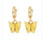 Combo Set of 8 Gold Toned Huggie Hoops With Attached Butterfly Charm Hanging Earrings Gold Plated For Women and Girls