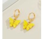 Gold Toned Huggie Hoops With Attached Butterfly Charm Hanging Earrings Gold Plated For Women and Girls Yellow Gold Toned Huggie Hoops With Attached Butterfly Charm Hanging Earrings Gold Plated For Women and Girls Yellow